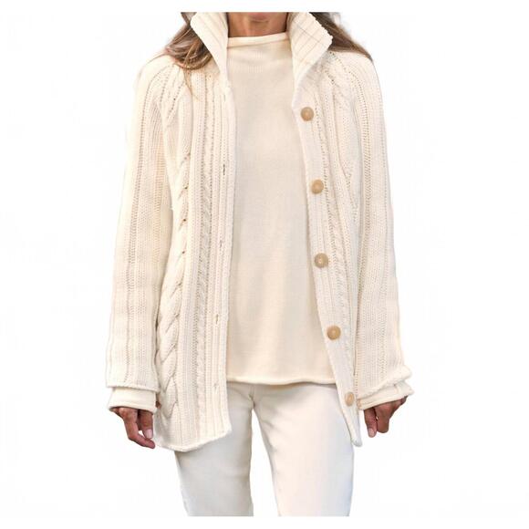 NEW FRANK & EILEEN cotswolds button front cardigan in ivory
